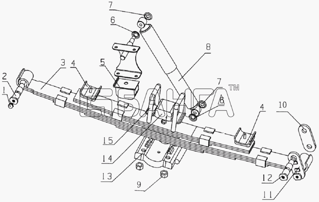 JAC Motors HFC 1020K-D126 Схема Rear suspension assembly-36 banga.ua
