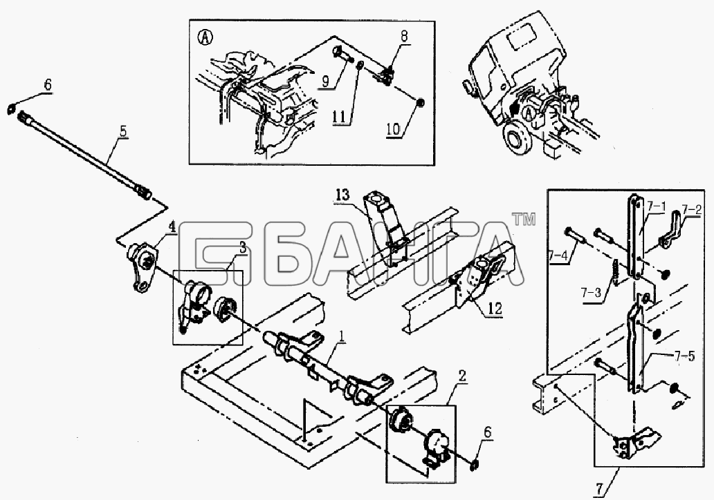 JAC Motors HFC 1020K-D126 Схема 5002DF4JC Cab reversal mechanism-81
