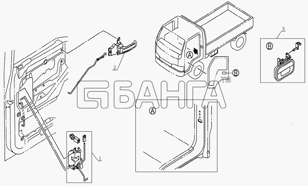 JAC Motors HFC 1020KR-D127 Схема 6105E0 Door lock assembly-72 banga.ua