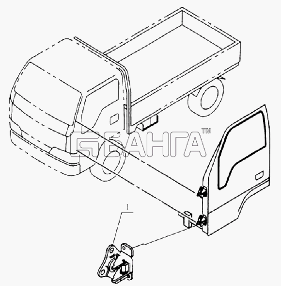 JAC Motors HFC 1020KR-D127 Схема 6106E0 Door Gemel assy-73 banga.ua