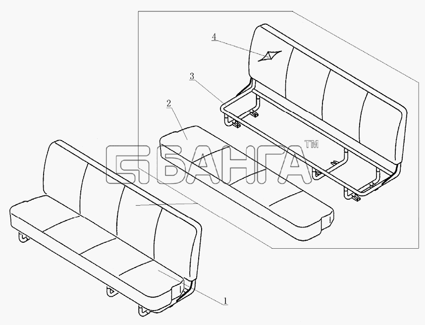 JAC Motors HFC 1020KR-D127 Схема 7300D501 Double seat-85 banga.ua