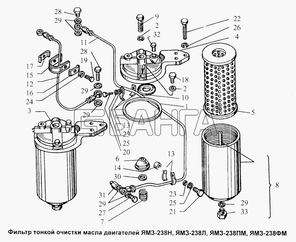 ЯМЗ ЯМЗ-238 Л Схема Фильтр тонкой очистки масла двигателей banga.ua