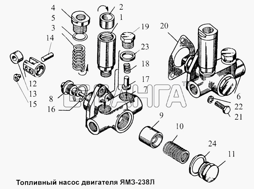 ЯМЗ Общий (см. мод-ции) Схема Топливный насос двигателя ЯМЗ-238Л-45