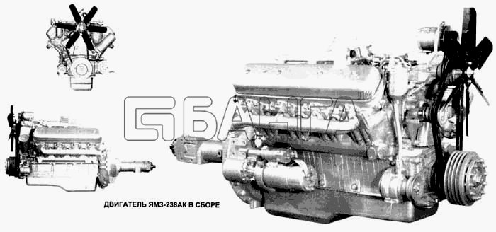 ЯМЗ ЯМЗ-236 ДК и ЯМЗ 238 АК Схема Двигатель ЯМЗ-238АК в сборе-5