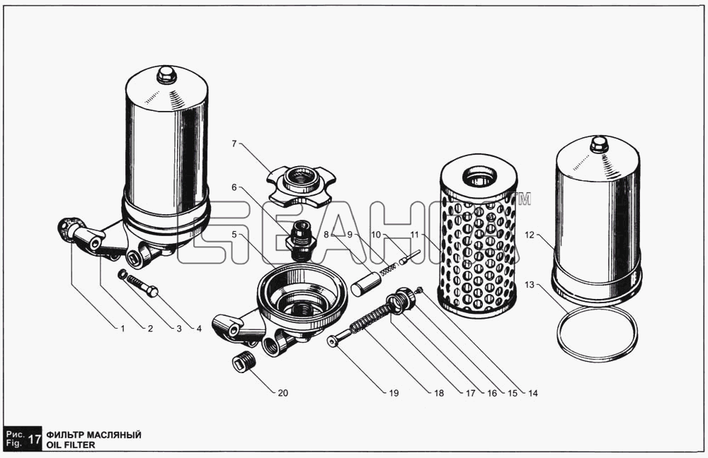ЯМЗ ЯМЗ-236 М2 и 238 М2 Схема Фильтр масляный-19 banga.ua