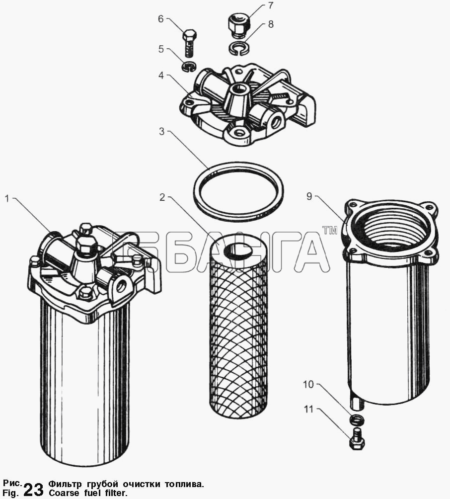 ЯМЗ ЯМЗ-236 М2 и 238 М2 Схема Фильтр грубой очистки топлива-26