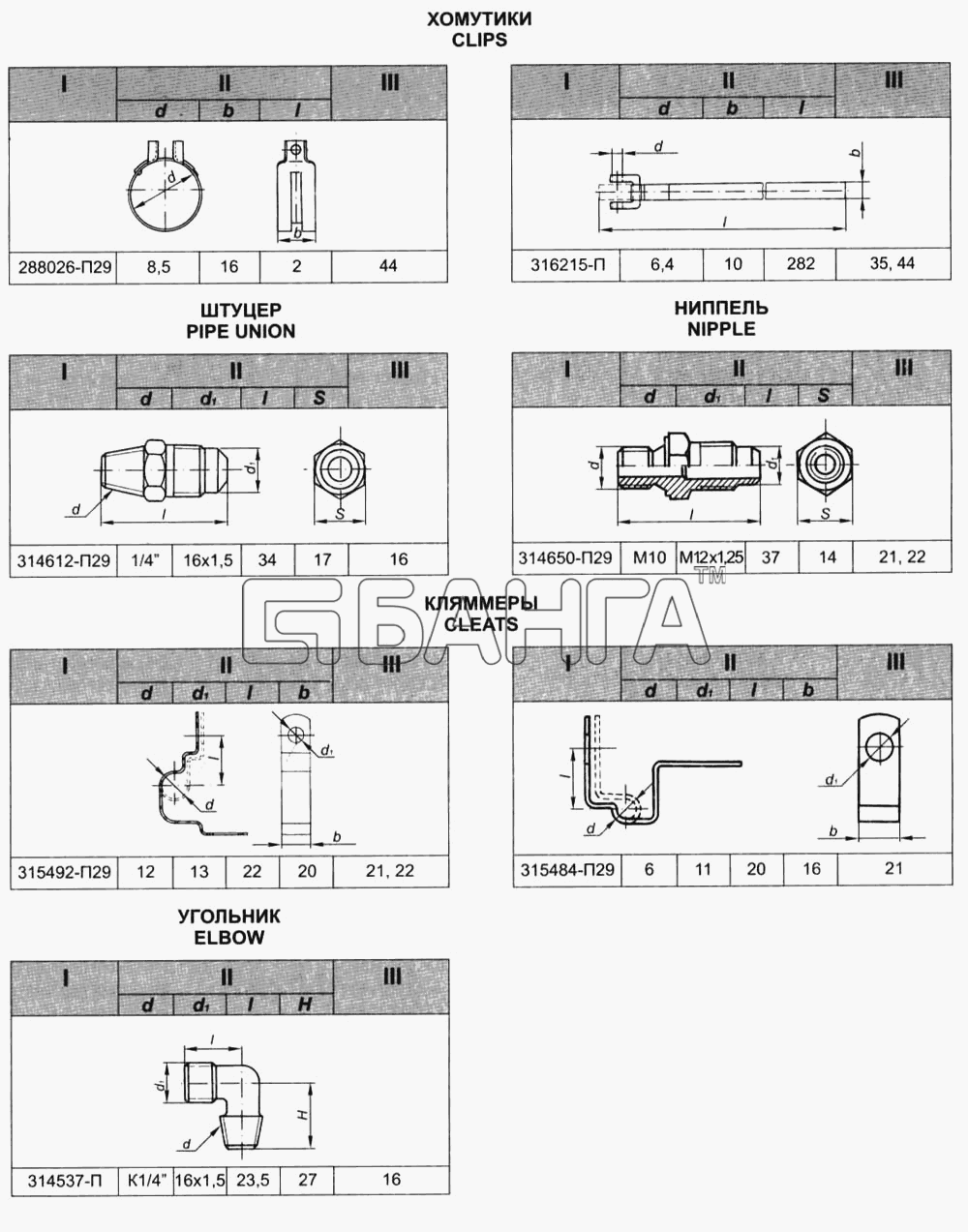 ЯМЗ ЯМЗ-236 М2 и 238 М2 Схема Хомутики штуцер ниппель кляммер угольник