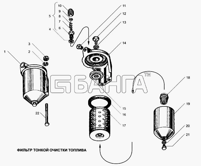 ЯМЗ ЯМЗ-6562.10 (Евро 3) Схема Фильтр тонкой очистки топлива-34