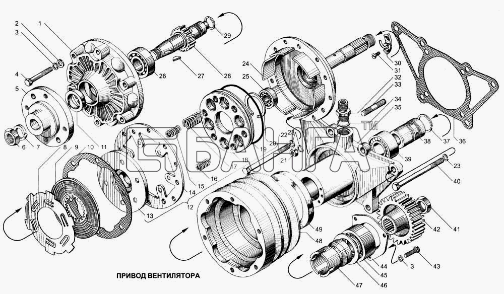 ЯМЗ ЯМЗ-236 НЕ 236 БЕ 7601.10 Схема Привод вентилятора-61 banga.ua