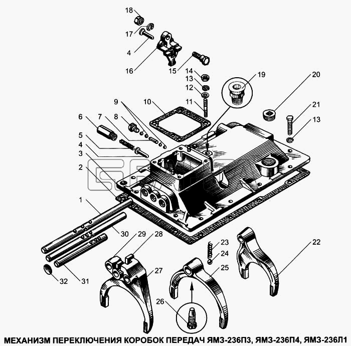 ЯМЗ ЯМЗ-6562.10 (Евро 3) Схема Механизм переключения коробки передач