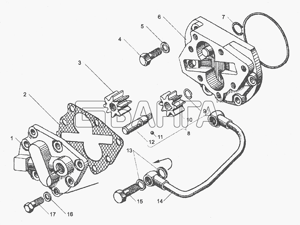 ЯМЗ ЯМЗ-6562.10 (Евро 3) Схема Масляный насос коробок передач