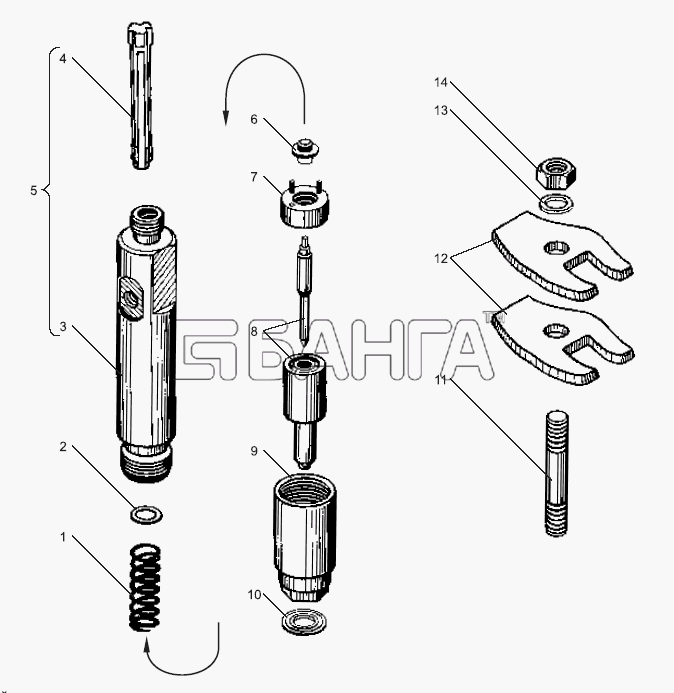 ЯМЗ ЯМЗ-238БЕ Схема Форсунка двигателей с индивидуальными banga.ua