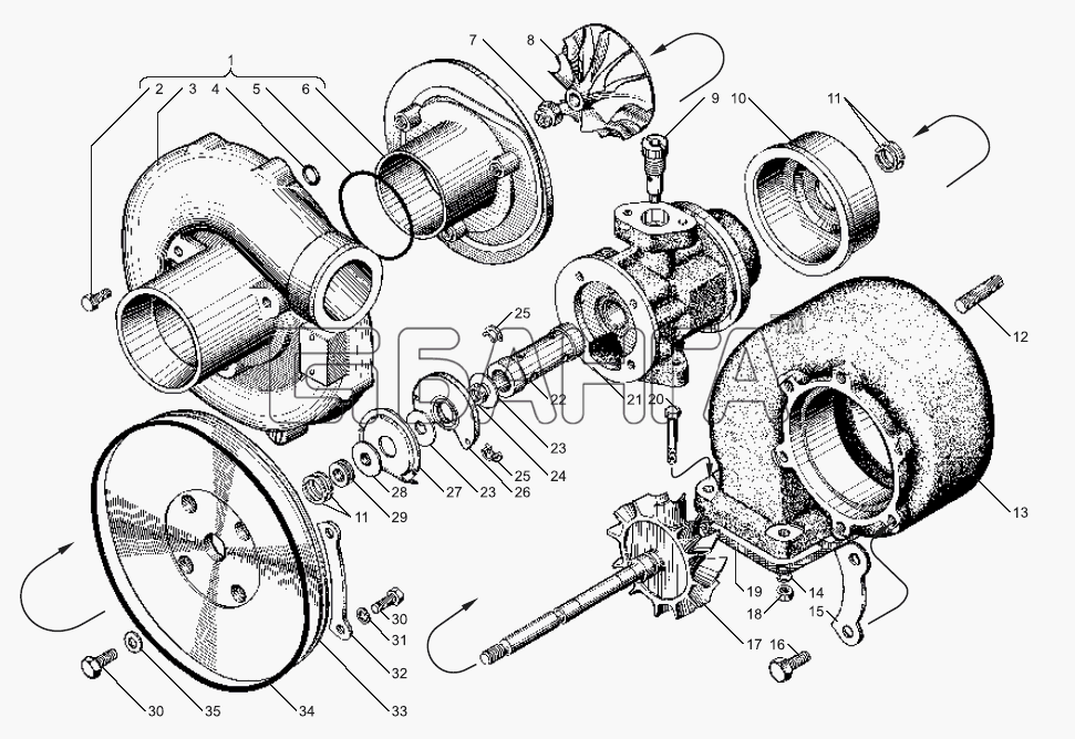 ЯМЗ ЯМЗ-238БЕ Схема Турбокомпрессор-49 banga.ua