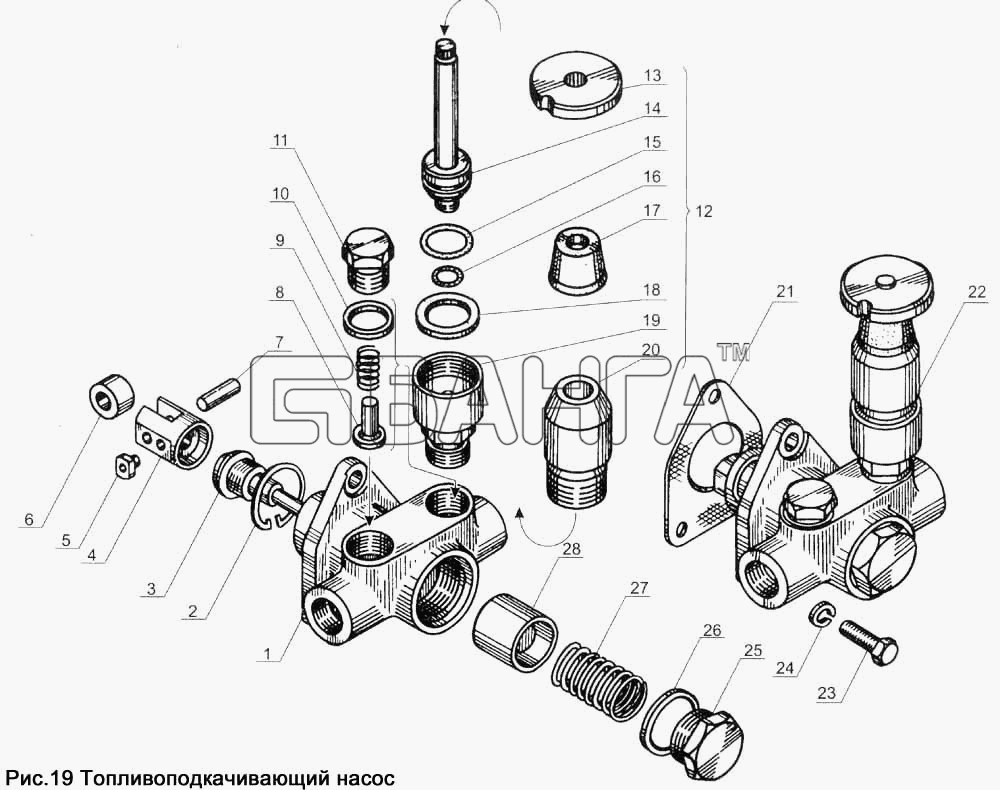 ЯМЗ ЯМЗ-238Д и Б Схема Топливоподкачивающий насос-21 banga.ua