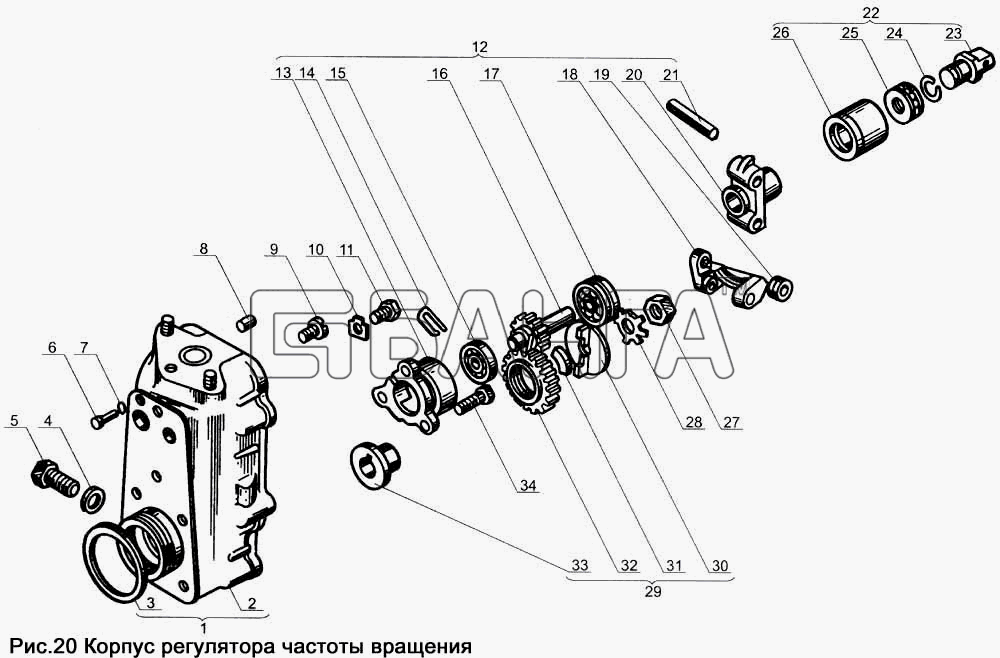 ЯМЗ ЯМЗ-238Д и Б Схема Корпус регулятора вращения-22 banga.ua