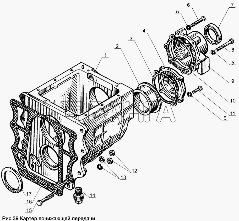 ЯМЗ ЯМЗ-238Д и Б Схема Картер понижающей передачи-45 banga.ua