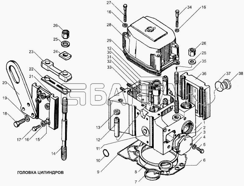 ЯМЗ ЯМЗ-240 (2000г.) Схема Головка цилиндров-8 banga.ua