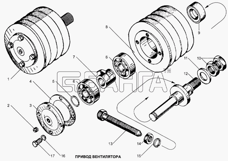 ЯМЗ ЯМЗ-240 (2000г.) Схема Привод вентилятора-47 banga.ua