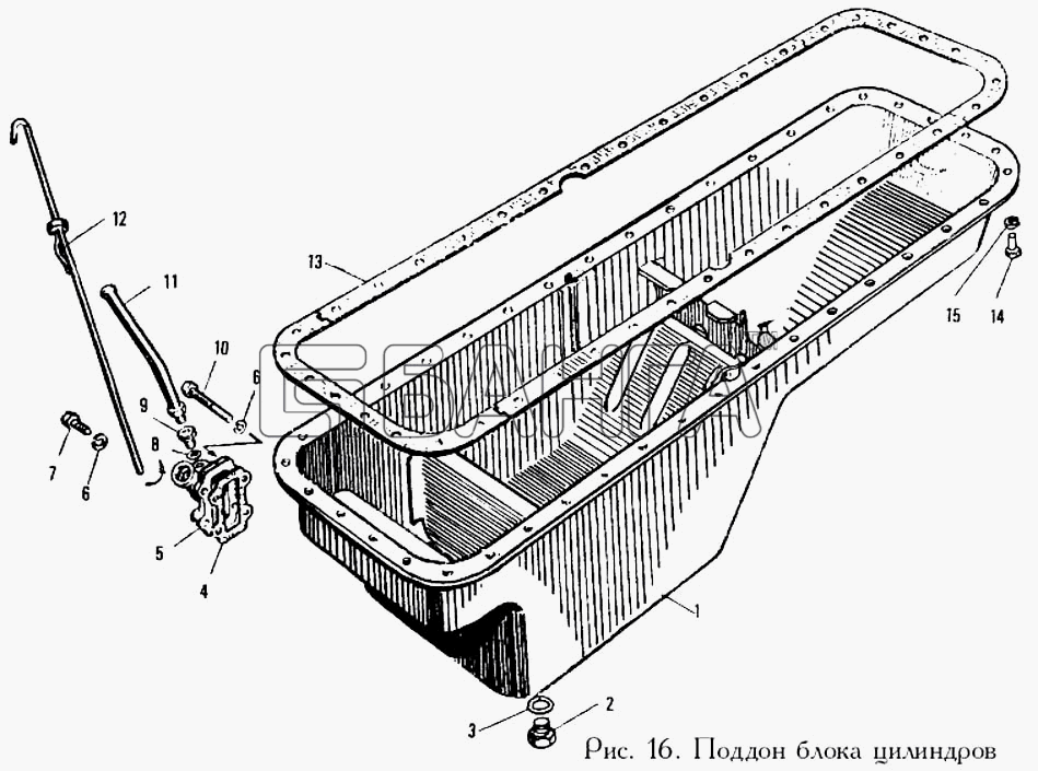 ЯМЗ ЯМЗ-240 Схема Поддон блока цилиндров-14 banga.ua