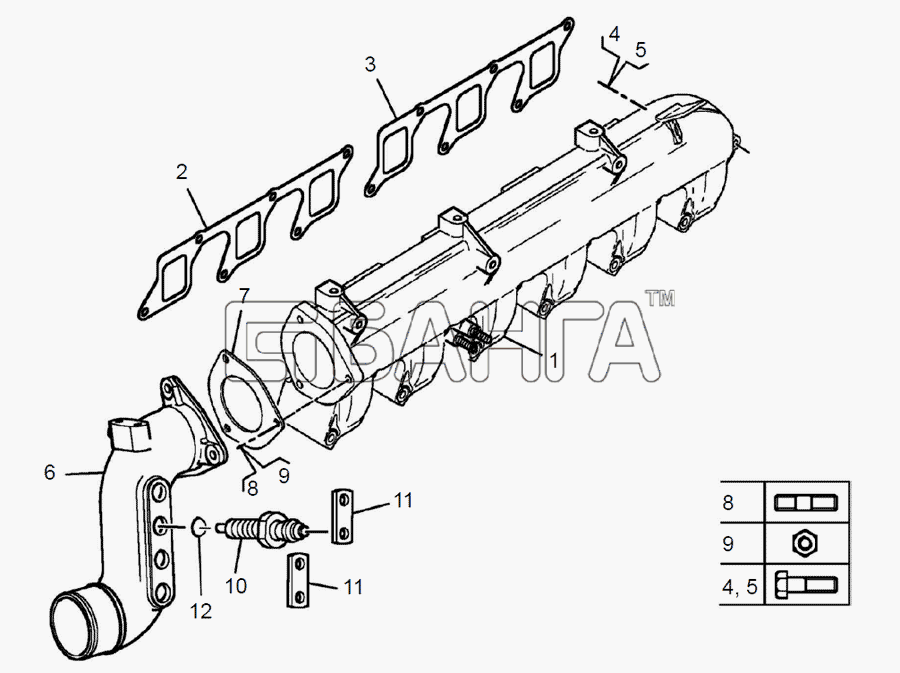 ЯМЗ ЯМЗ-650.10 (Евро 3) Схема Коллектор впускной-24 banga.ua