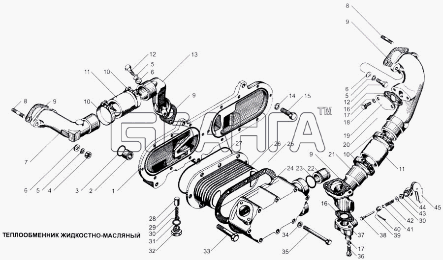 ЯМЗ ЯМЗ-7511 Схема Теплообменник жидкостно-масляный-15 banga.ua