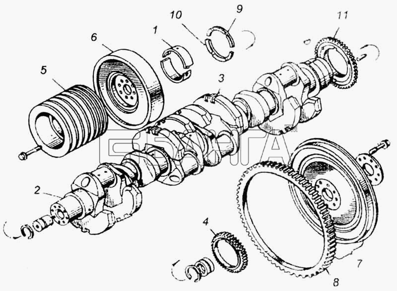 ЯМЗ ЯМЗ-8401 Схема Коленчатый вал и маховик-7 banga.ua
