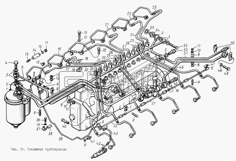 ЯМЗ ЯМЗ-8401.10 Схема Топливные трубопроводы-22 banga.ua