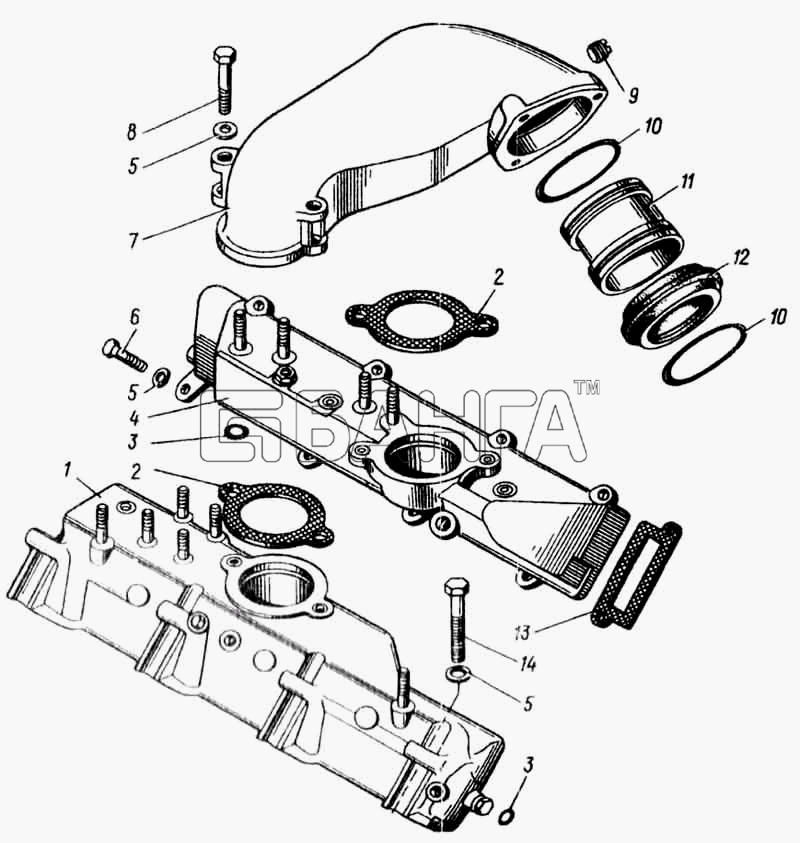 ЯМЗ ЯМЗ-8423 Схема Впускные коллекторы-31 banga.ua