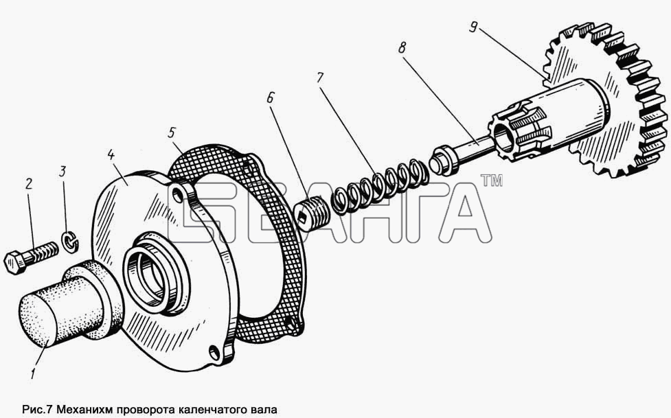 ЯМЗ ЯМЗ-8423.10 Схема Механизм проворота коленчатого вала-9 banga.ua