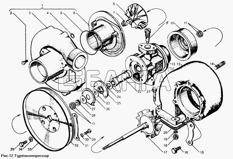 ЯМЗ ЯМЗ-850 Схема Турбокомпрессор-15 banga.ua
