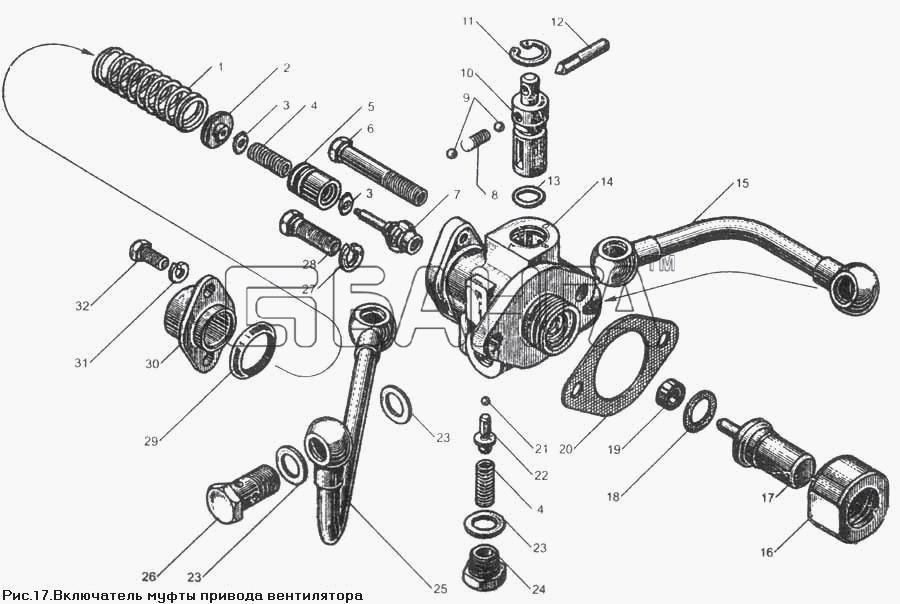 ЯМЗ ЯМЗ-850 Схема Включатель муфты привода вентилятора-42 banga.ua
