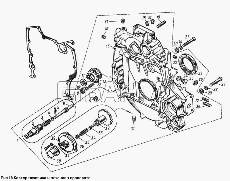 ЯМЗ ЯМЗ-850 Схема Картер маховика и механизм проворота-22 banga.ua