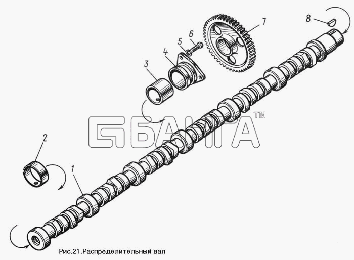 ЯМЗ ЯМЗ-850 Схема Распределительный вал-16 banga.ua