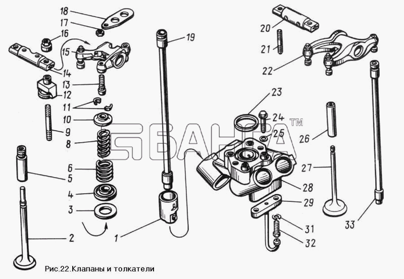 ЯМЗ ЯМЗ-850 Схема Клапаны и толкатели-17 banga.ua