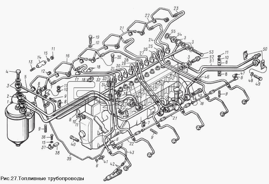 ЯМЗ ЯМЗ-850 Схема Топливные трубопроводы-24 banga.ua