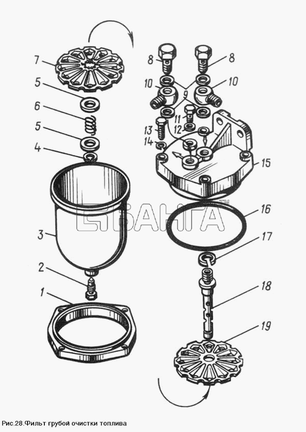 ЯМЗ ЯМЗ-850 Схема Фильтр грубой очистки топлива-25 banga.ua