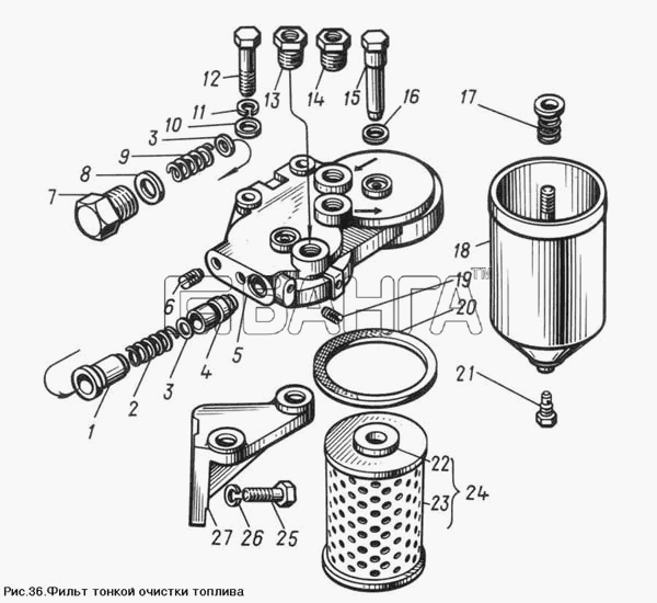 ЯМЗ ЯМЗ-850 Схема Фильтр тонкой очистки топлива-33 banga.ua