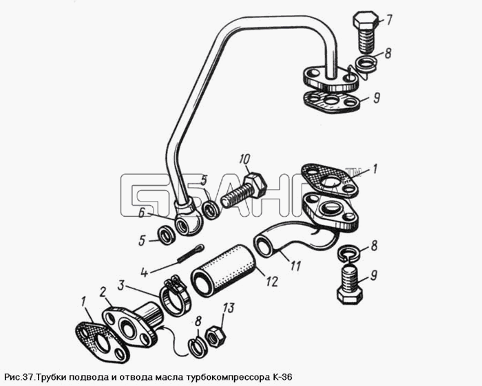 ЯМЗ ЯМЗ-850 Схема Трубки подвода и отвода масла banga.ua
