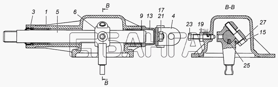 КамАЗ КамАЗ-4308 Схема Опора рычага переключения передач в сборе