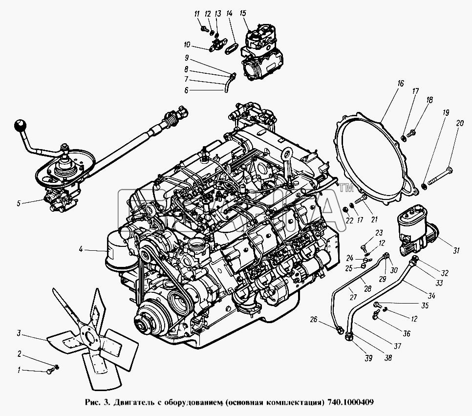 КамАЗ КамАЗ-4310 Схема Двигатель с оборудованием (основная banga.ua