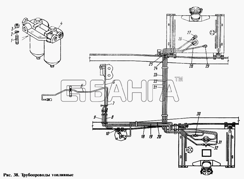 КамАЗ КамАЗ-4310 Схема Трубопроводы топливные-102 banga.ua