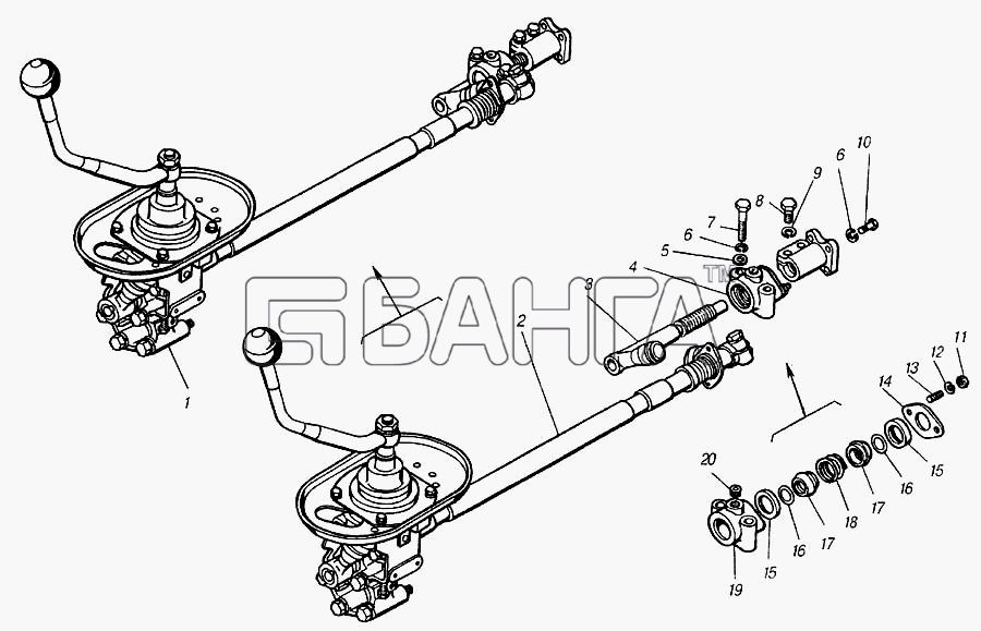 КамАЗ КамАЗ-4310 Схема Привод управления механизмом переключения