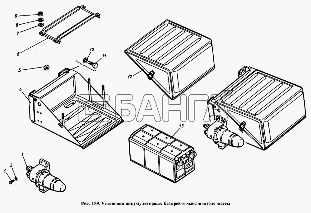 КамАЗ КамАЗ-4310 Схема Установка аккумуляторных батарей и banga.ua