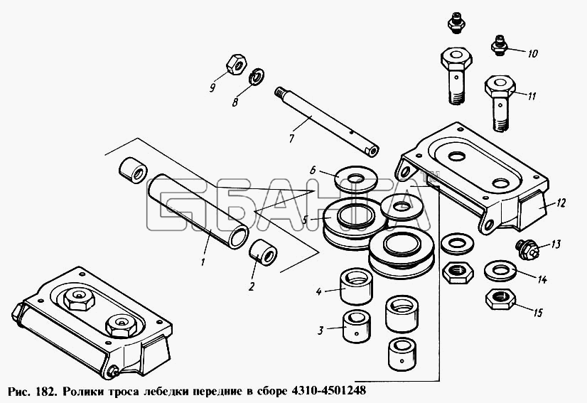 КамАЗ КамАЗ-4310 Схема Ролики троса лебедки передние в сборе-268
