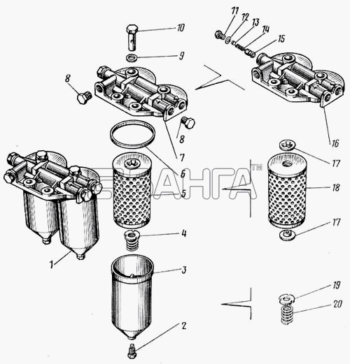 КамАЗ КамАЗ-43101 Схема Фильтр тонкой очистки топлива banga.ua