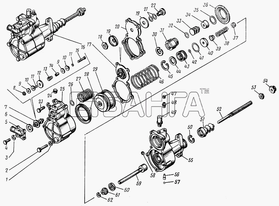 КамАЗ КамАЗ-43101 Схема Усилитель привода управления сцеплением