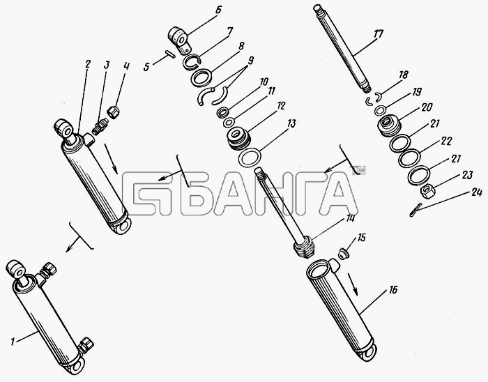 КамАЗ КамАЗ-43101 Схема Цилиндр опрокидывающего механизма кабины