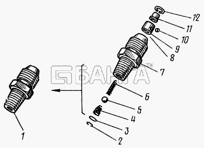 КамАЗ КамАЗ-43101 Схема Клапан запорный 4310-5003160-10 banga.ua