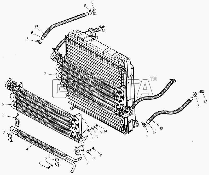 КамАЗ КамАЗ-4310 (каталог 2004 г) Схема Установка масляных радиаторов
