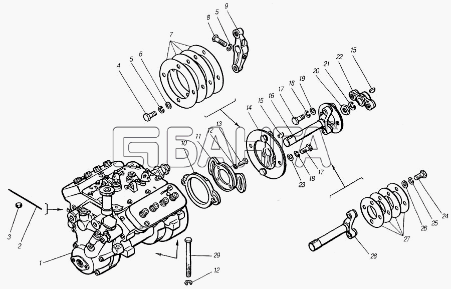 КамАЗ КамАЗ-4310 (каталог 2004 г) Схема Установка и привод ТНВД-96
